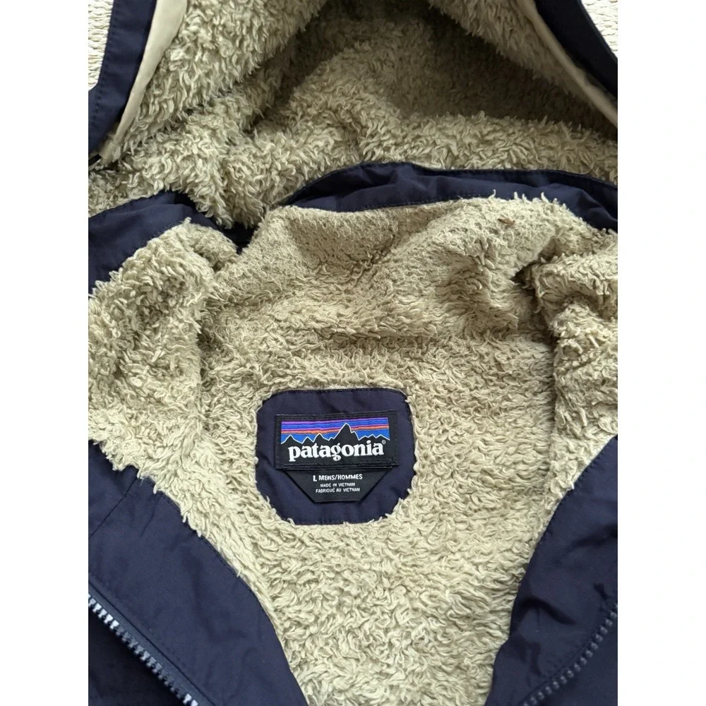 mens patagonia isthmus parka large Hoodie Navy Jacket Sherpa - Picture 5 of 10
